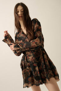 Truly Blessed Floral Button-Up Belted Shirt Romper - ShopPromesa