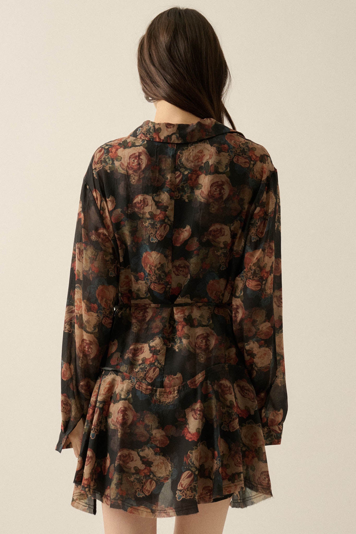 Truly Blessed Floral Button-Up Belted Shirt Romper - ShopPromesa