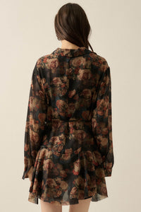 Truly Blessed Floral Button-Up Belted Shirt Romper - ShopPromesa
