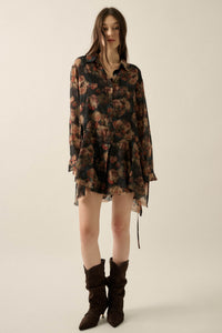 Truly Blessed Floral Button-Up Belted Shirt Romper - ShopPromesa