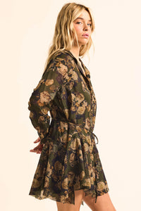 Truly Blessed Floral Button-Up Belted Shirt Romper - ShopPromesa