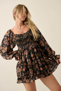 Butterfly Beauty Floral Smocked Peasant Romper - ShopPromesa