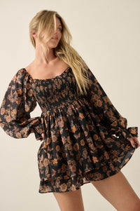 Butterfly Beauty Floral Smocked Peasant Romper - ShopPromesa