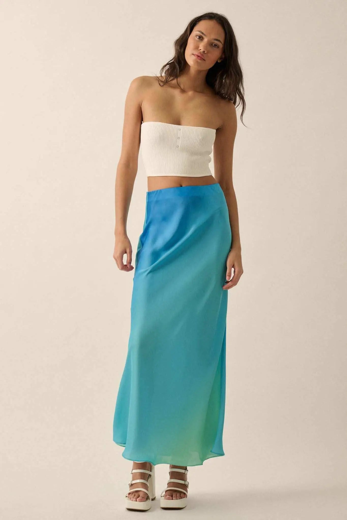 Made in the Shades Ombre Satin Maxi Skirt - ShopPromesa