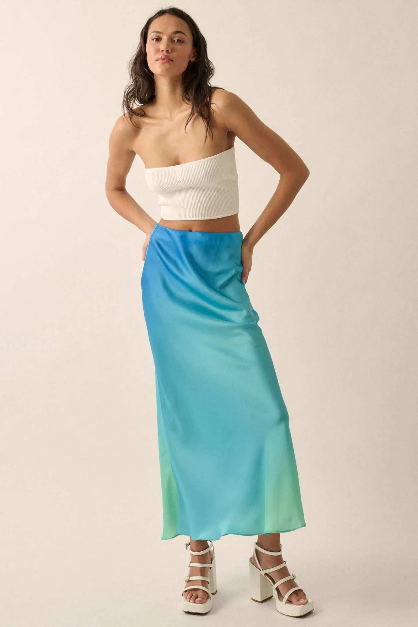 Made in the Shades Ombre Satin Maxi Skirt - ShopPromesa