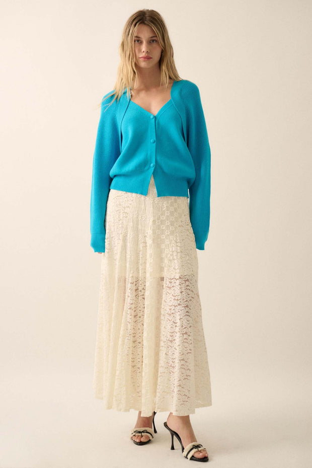 Delicate Beauty Floral Lace Paneled Maxi Skirt - ShopPromesa