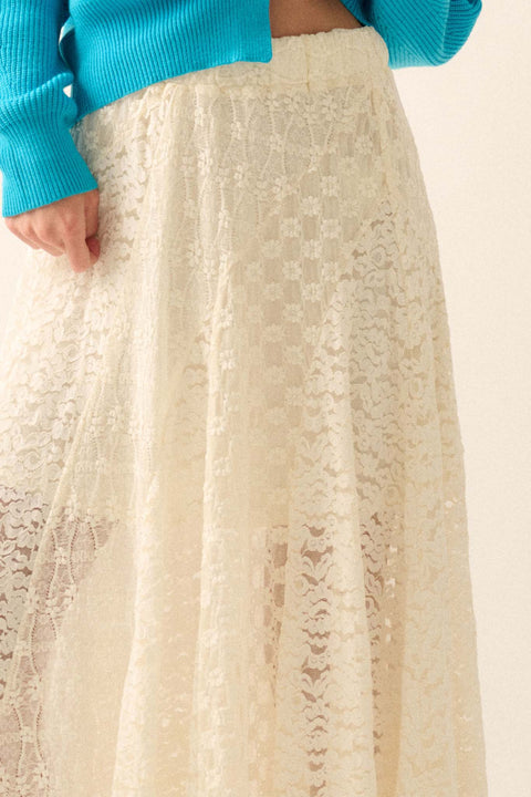 Delicate Beauty Floral Lace Paneled Maxi Skirt - ShopPromesa