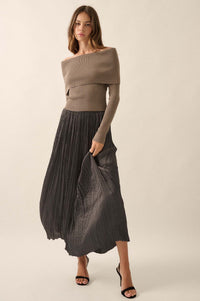 Luster of Luxury Pleated Textured Satin Maxi Skirt - ShopPromesa