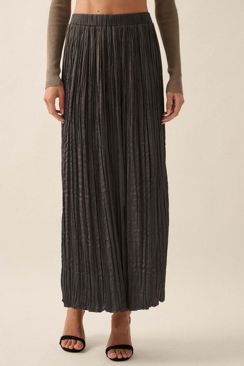 Luster of Luxury Pleated Textured Satin Maxi Skirt - ShopPromesa