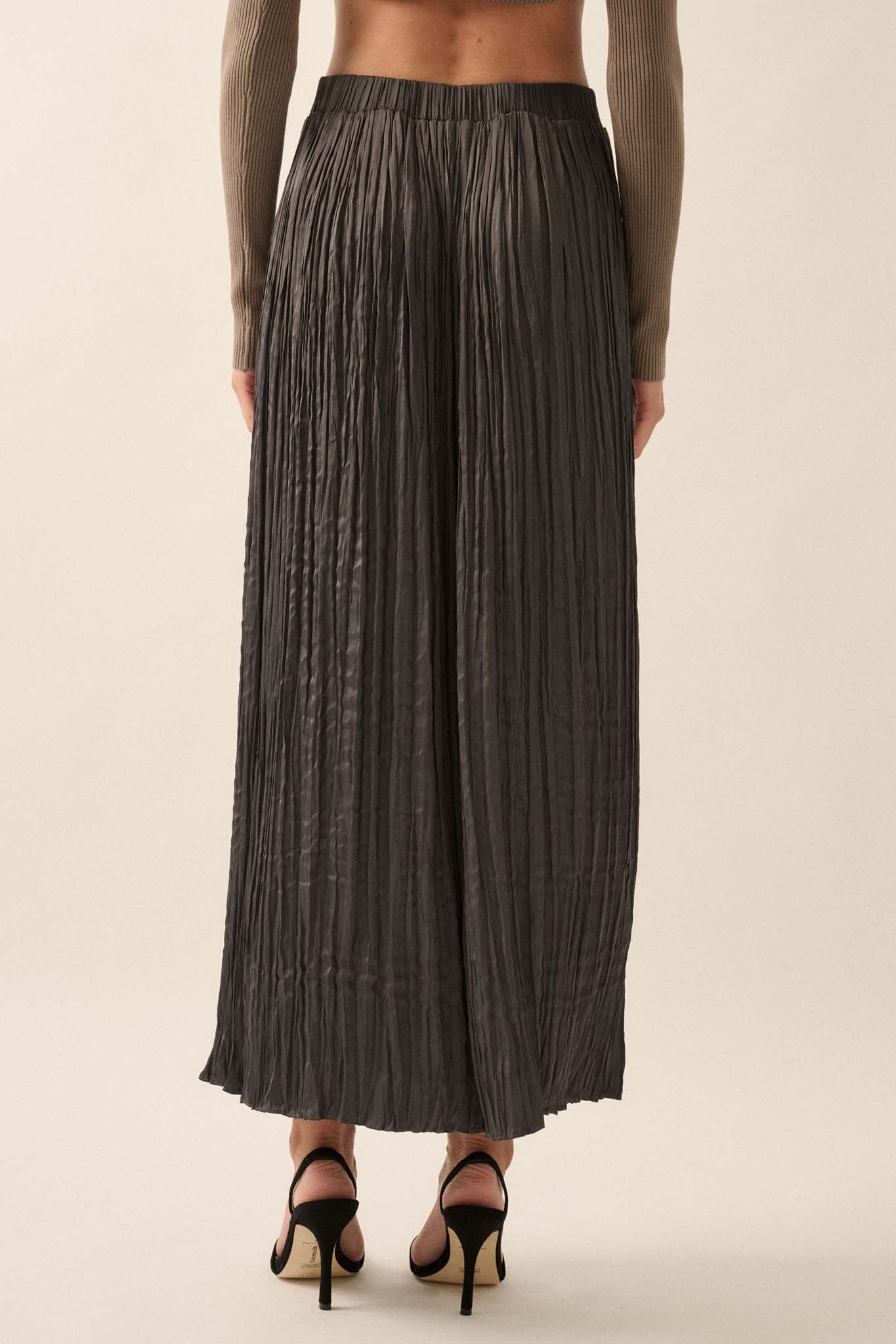 Luster of Luxury Pleated Textured Satin Maxi Skirt - ShopPromesa