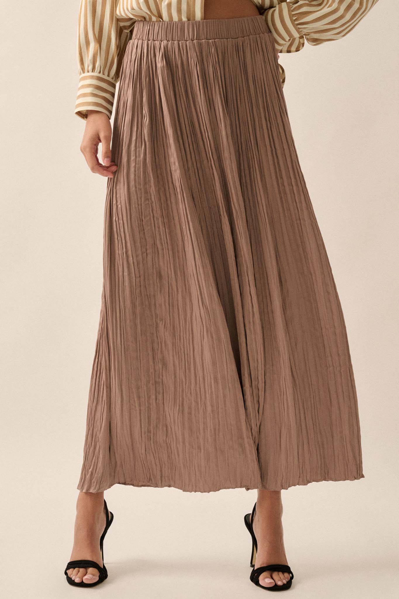 Luster of Luxury Pleated Textured Satin Maxi Skirt - ShopPromesa