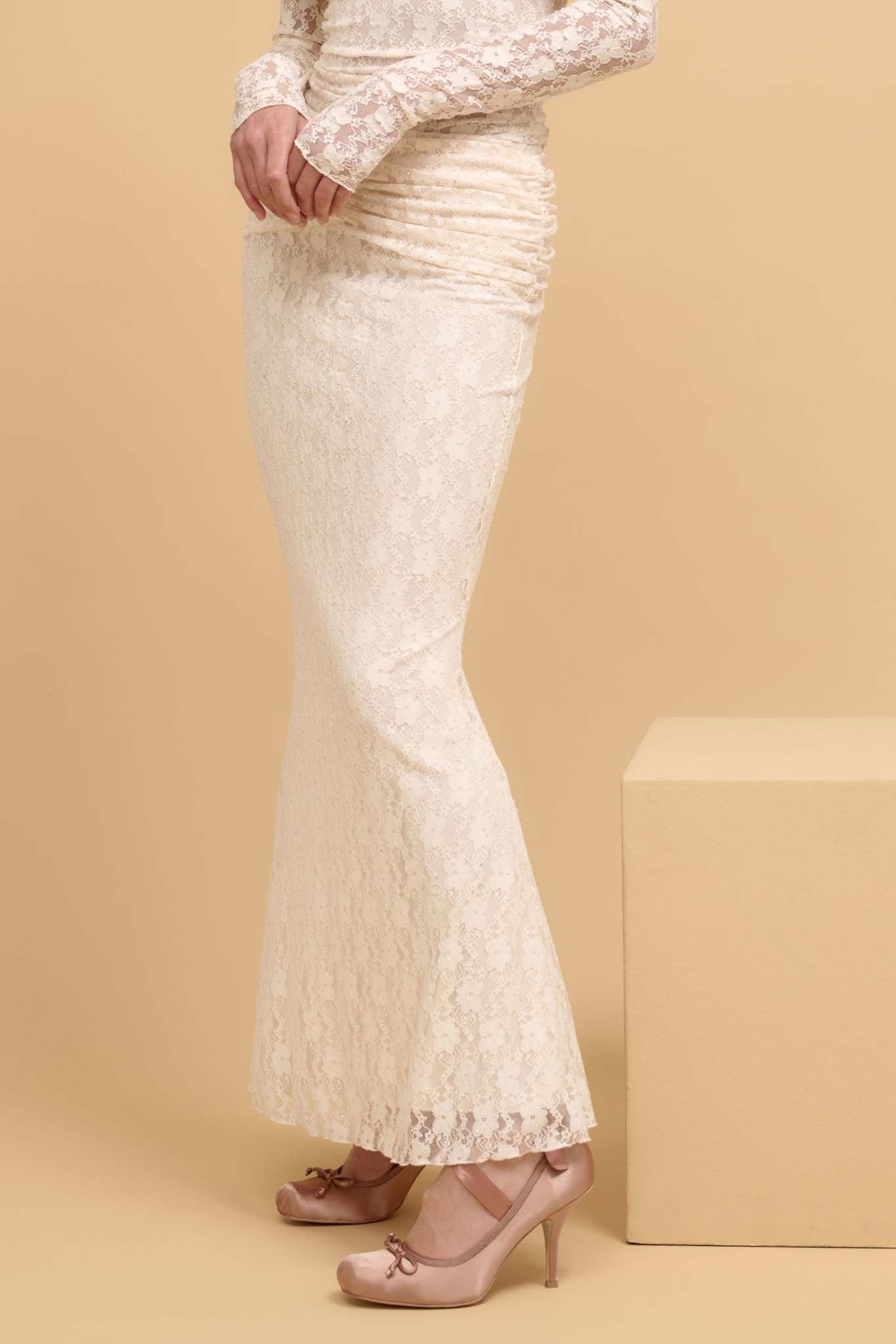 Under the Stars Studded Lace Mermaid Maxi Skirt - ShopPromesa