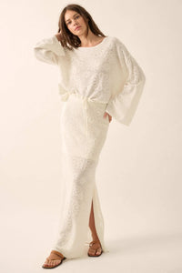 Flowers Forever Floral Jacquard Knit Maxi Skirt - ShopPromesa