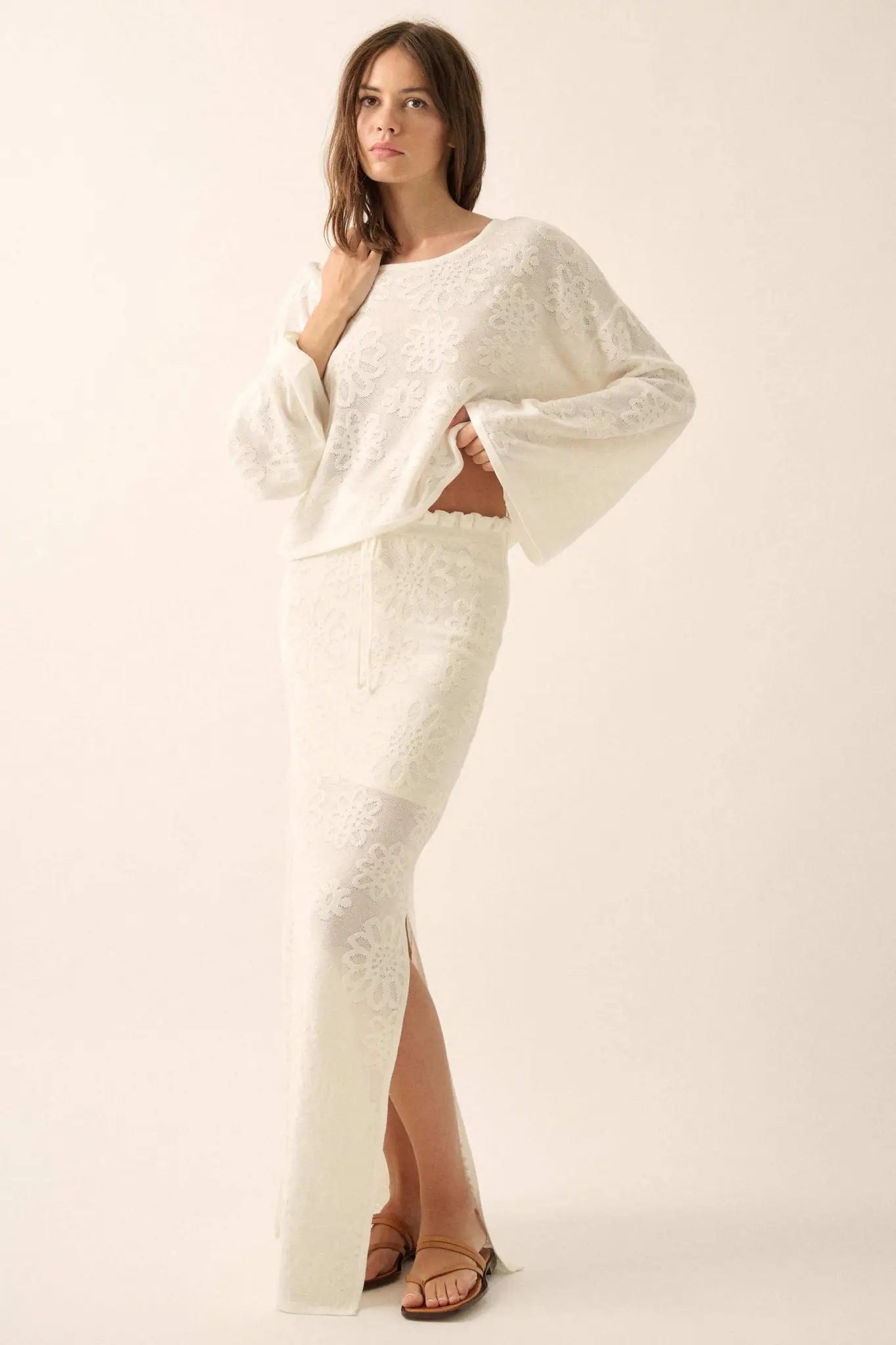 Flowers Forever Floral Jacquard Knit Maxi Skirt - ShopPromesa