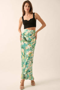 Dream Weaver Abstract-Print Satin Maxi Skirt - ShopPromesa