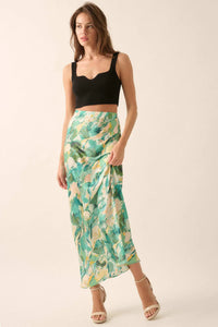 Dream Weaver Abstract-Print Satin Maxi Skirt - ShopPromesa