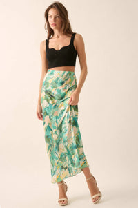 Dream Weaver Abstract-Print Satin Maxi Skirt - ShopPromesa