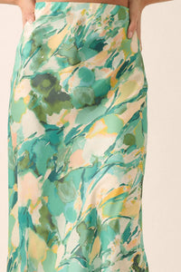 Dream Weaver Abstract-Print Satin Maxi Skirt - ShopPromesa