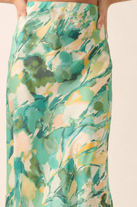 Dream Weaver Abstract-Print Satin Maxi Skirt - ShopPromesa