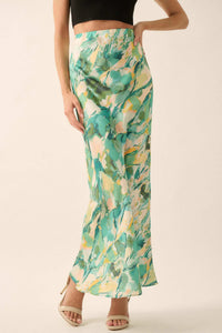 Dream Weaver Abstract-Print Satin Maxi Skirt - ShopPromesa