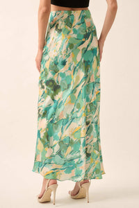Dream Weaver Abstract-Print Satin Maxi Skirt - ShopPromesa