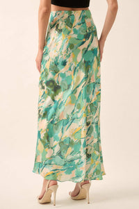 Dream Weaver Abstract-Print Satin Maxi Skirt - ShopPromesa