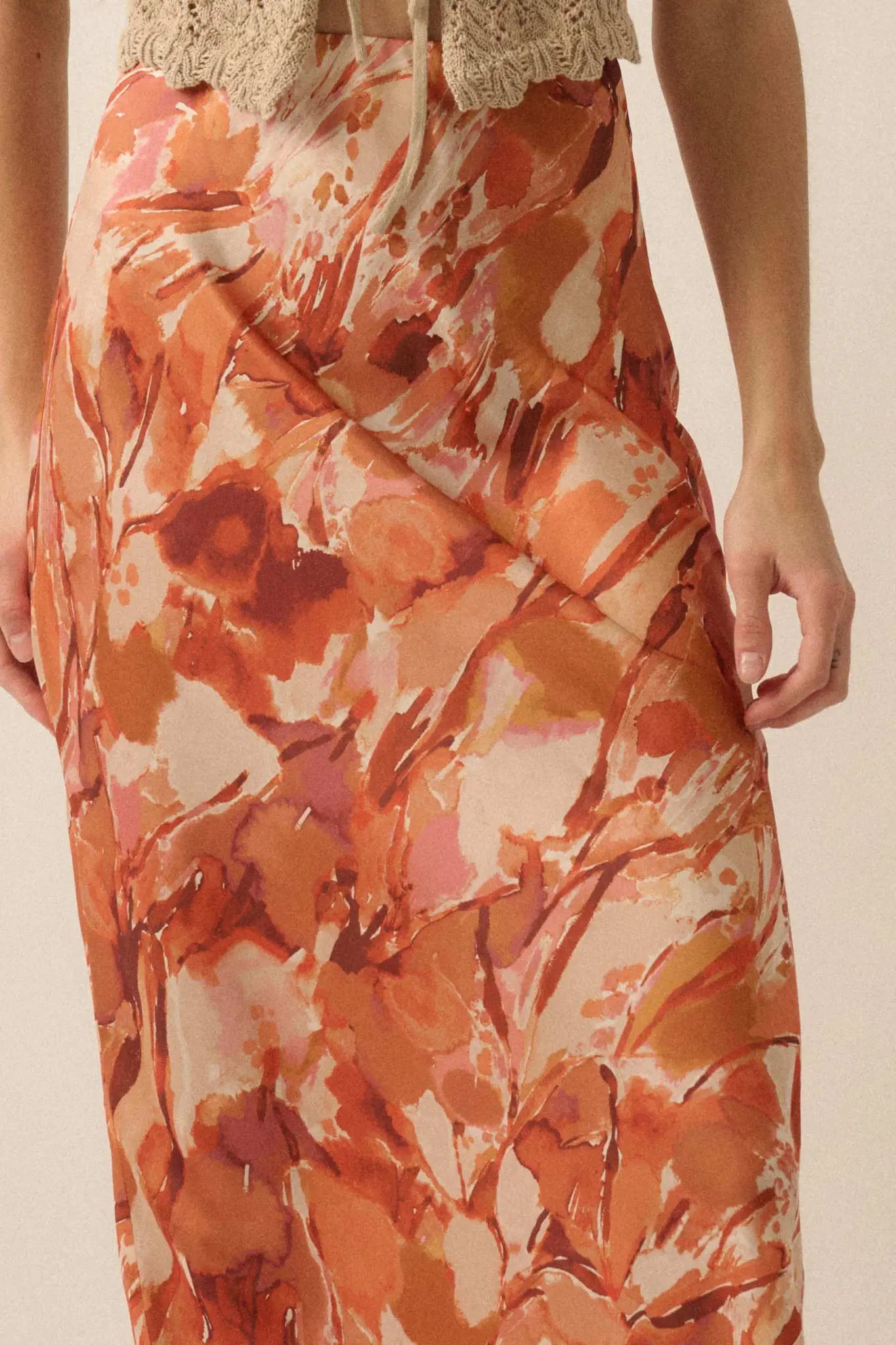 Dream Weaver Abstract-Print Satin Maxi Skirt - ShopPromesa