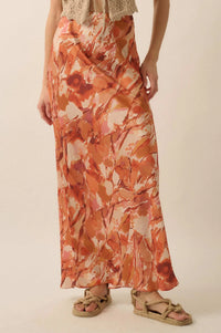 Dream Weaver Abstract-Print Satin Maxi Skirt - ShopPromesa