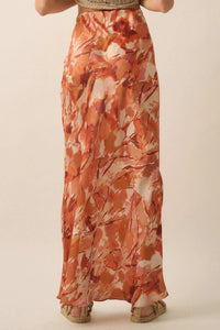 Dream Weaver Abstract-Print Satin Maxi Skirt - ShopPromesa