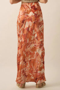 Dream Weaver Abstract-Print Satin Maxi Skirt - ShopPromesa