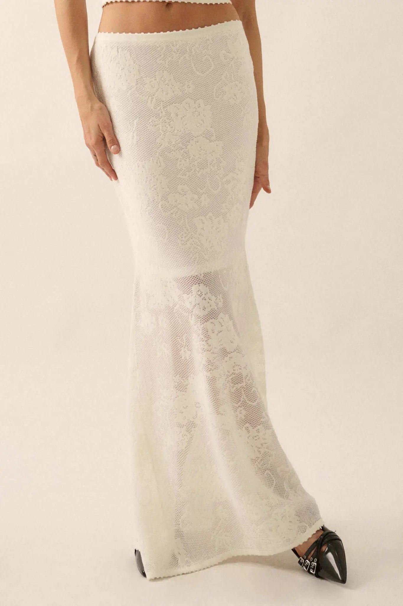 Beguiling Blooms Floral Lace Mermaid Maxi Skirt - ShopPromesa