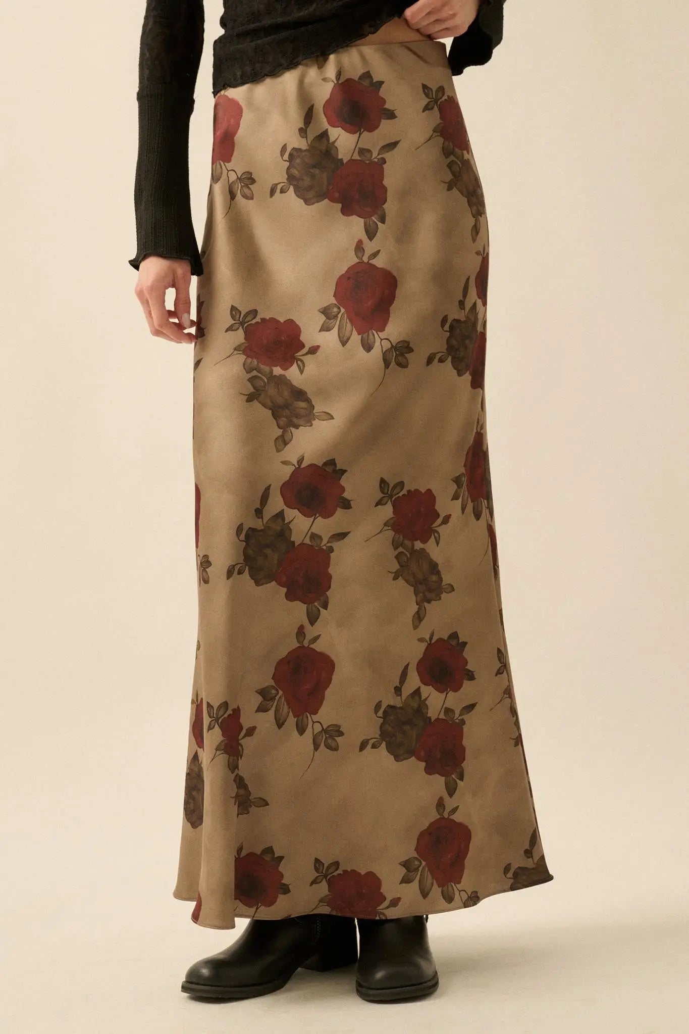 Days of Beauty Bias-Cut Floral Satin Maxi Skirt - ShopPromesa