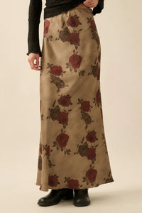 Days of Beauty Bias-Cut Floral Satin Maxi Skirt - ShopPromesa