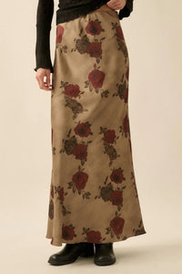 Days of Beauty Bias-Cut Floral Satin Maxi Skirt - ShopPromesa