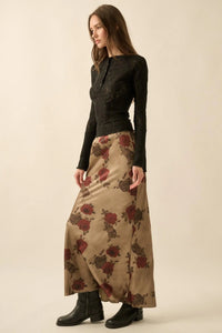 Days of Beauty Bias-Cut Floral Satin Maxi Skirt - ShopPromesa