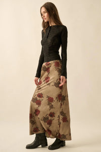 Days of Beauty Bias-Cut Floral Satin Maxi Skirt - ShopPromesa