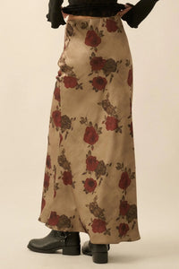 Days of Beauty Bias-Cut Floral Satin Maxi Skirt - ShopPromesa