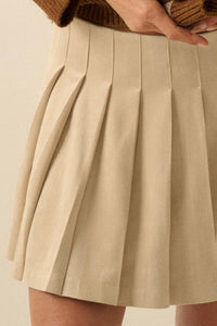 Soft Serve Vegan Suede Pleated Mini Skirt - ShopPromesa