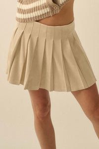 Soft Serve Vegan Suede Pleated Mini Skirt - ShopPromesa