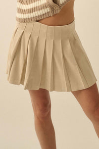 Soft Serve Vegan Suede Pleated Mini Skirt - ShopPromesa