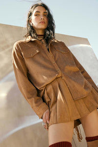 Soft Serve Vegan Suede Pleated Mini Skirt - ShopPromesa