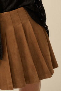 Soft Serve Vegan Suede Pleated Mini Skirt - ShopPromesa