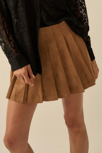 Soft Serve Vegan Suede Pleated Mini Skirt - ShopPromesa