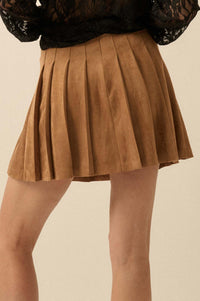 Soft Serve Vegan Suede Pleated Mini Skirt - ShopPromesa