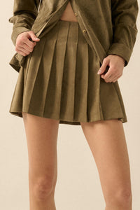 Soft Serve Vegan Suede Pleated Mini Skirt - ShopPromesa