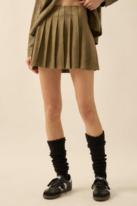 Soft Serve Vegan Suede Pleated Mini Skirt - ShopPromesa