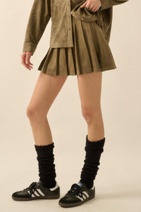 Soft Serve Vegan Suede Pleated Mini Skirt - ShopPromesa