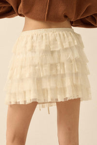 Dolled Up Lace and Mesh Tiered Ruffle Mini Skirt - ShopPromesa