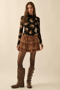 Dolled Up Lace and Mesh Tiered Ruffle Mini Skirt - ShopPromesa