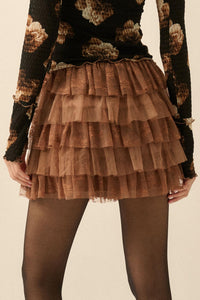 Dolled Up Lace and Mesh Tiered Ruffle Mini Skirt - ShopPromesa